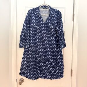 KIKISOL BLUE TUNIC DRESS WITH ANCHOR PRINT